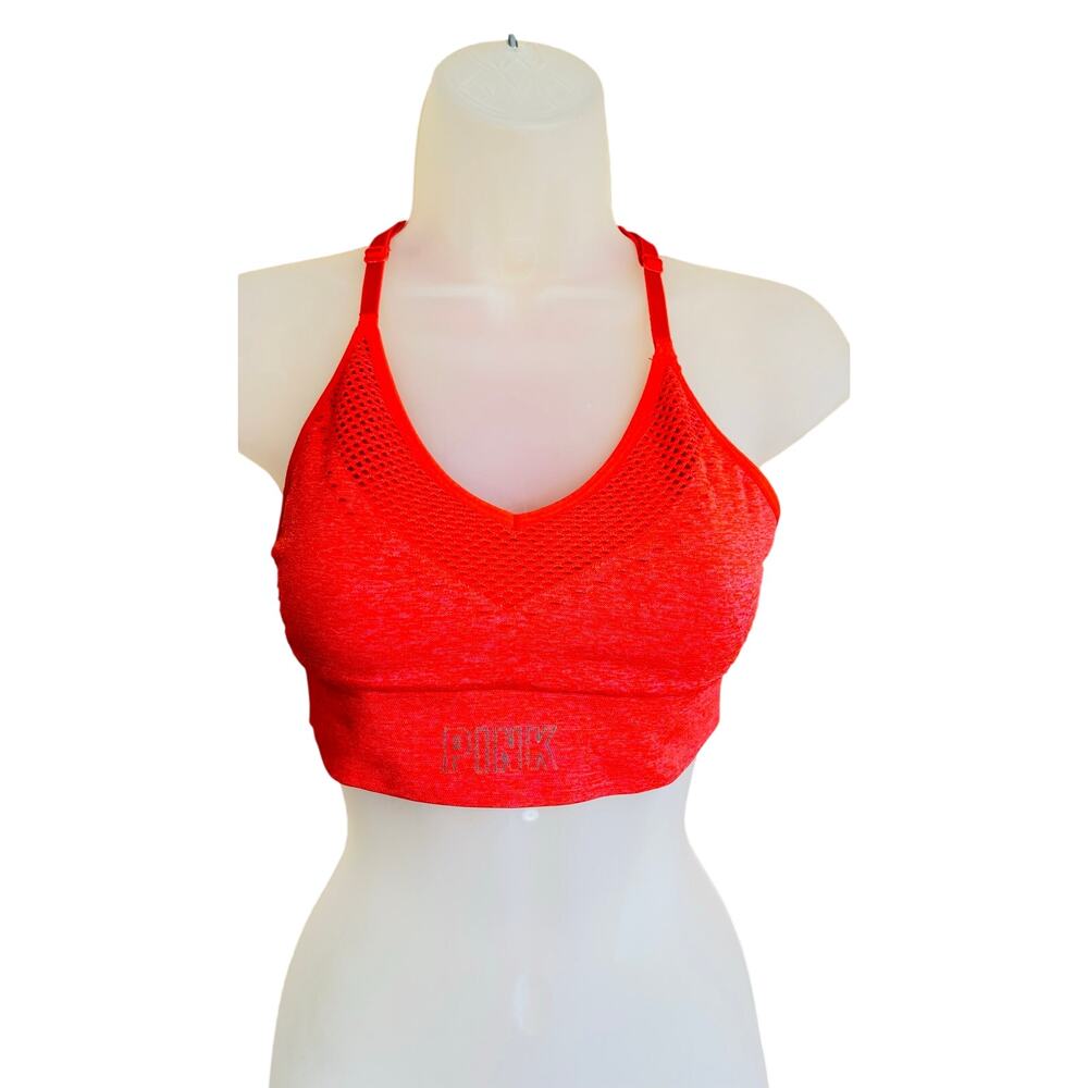 Pink VIctorias Secret sports comfort stretch racerback bra orange sunburst sz Sm